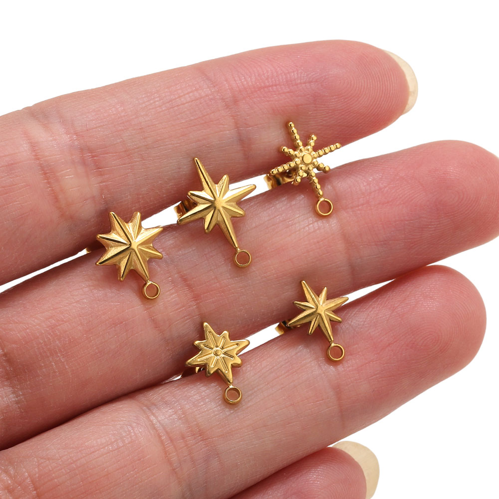 Jewelry Making Degree - 6pcs Stainless Steel Star Earrings Studs