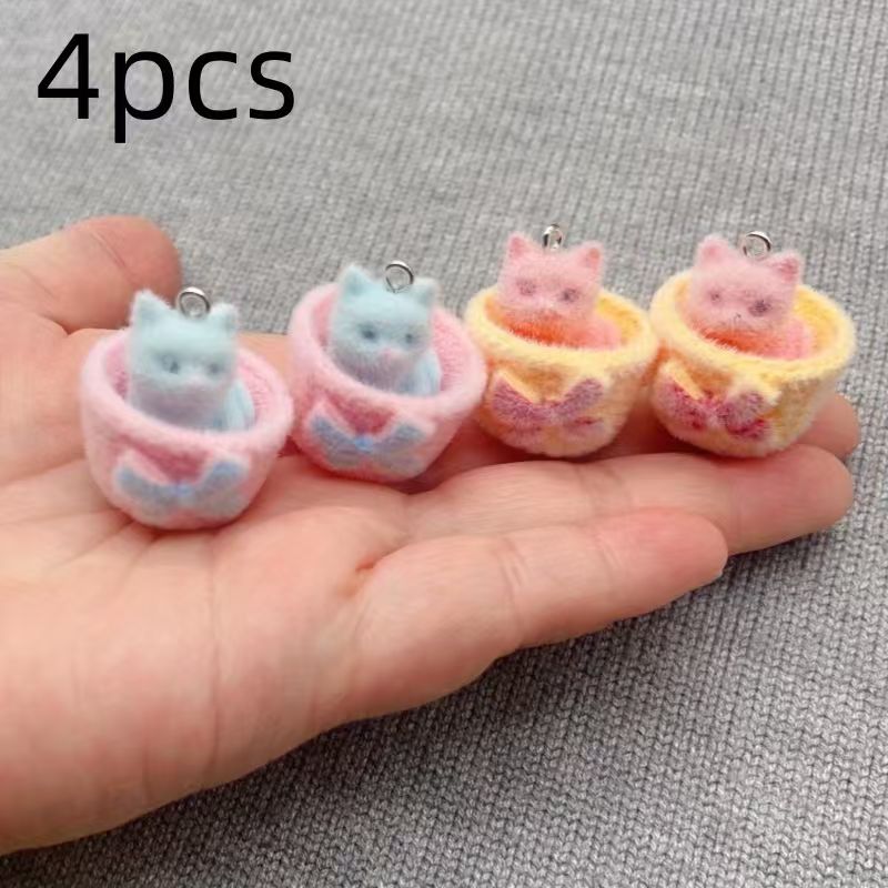 4pcs 3D plush resin cat pendan - огляд і ціна Jewelry Making Jewelry
