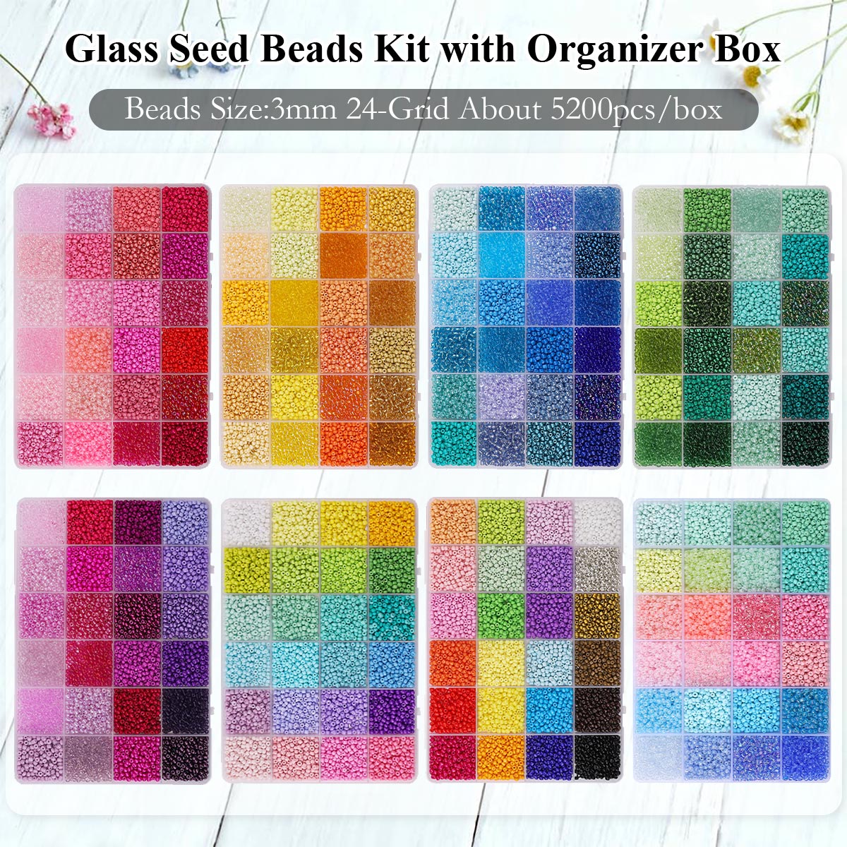5200pcs 3mm Glass Seed Beads K - огляд і ціна Jewelry Making Degree