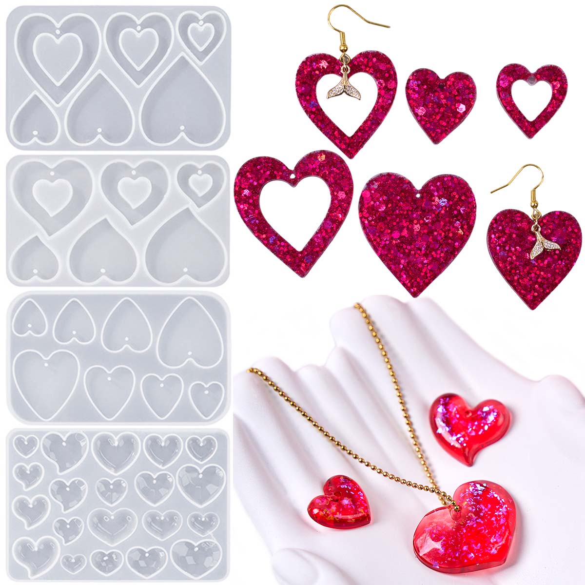 Heart Shape Earring Pendant Si - огляд і ціна Jewelry Making Mold