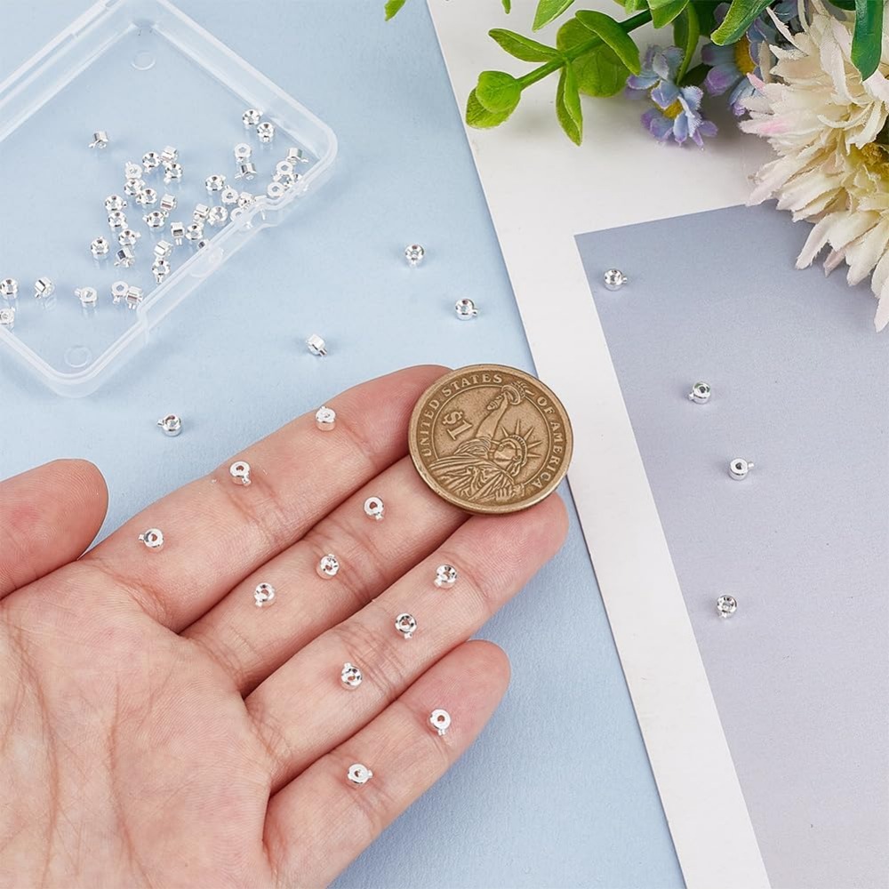 60PCS Brass Crimp Beads 925 St - огляд і ціна Jewelry Making Silver