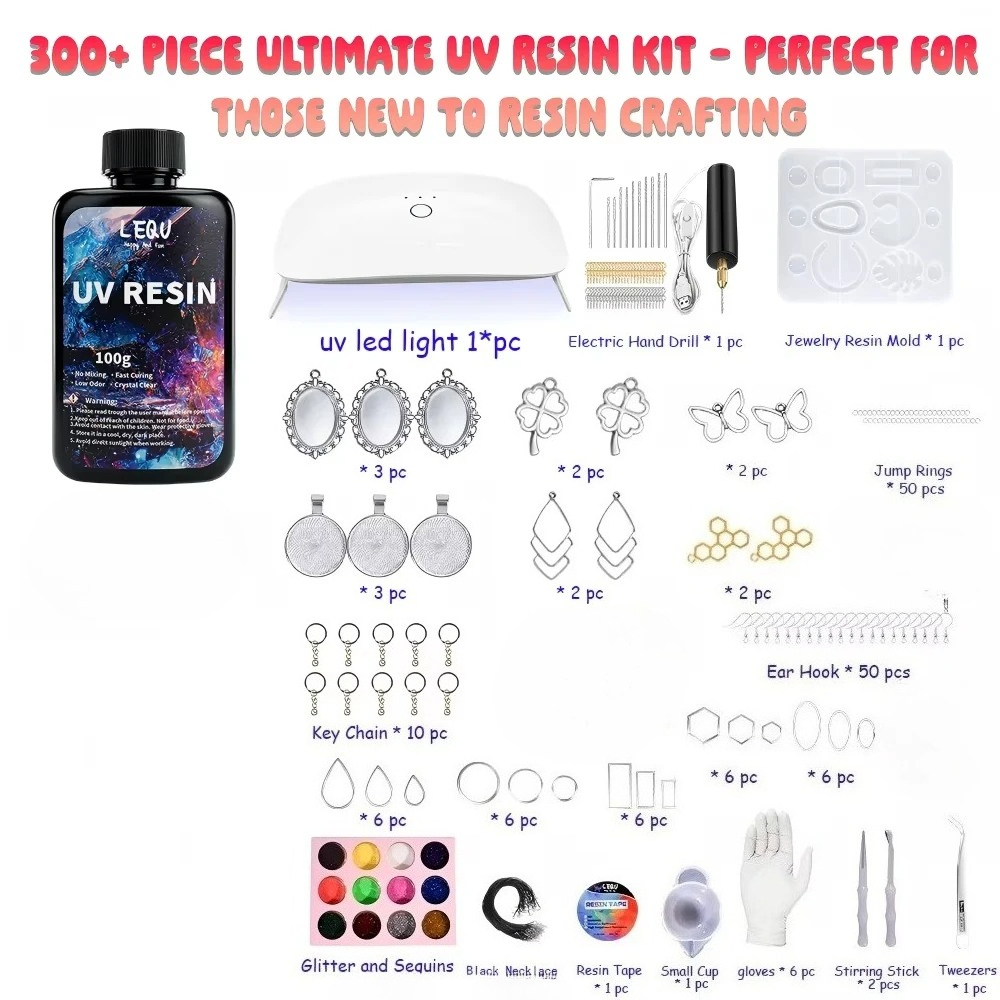 300Pcs UV Resin Kit 100g Clear - огляд і ціна Jewelry Making Light