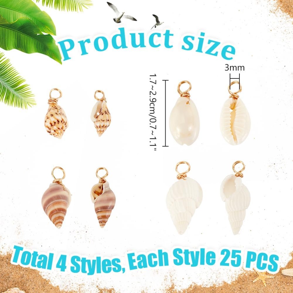 100pcs 4 Styles Natural Shell  - огляд і ціна Jewelry Making Degree